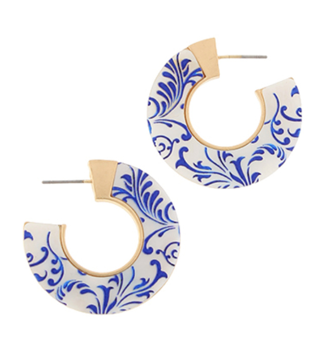 Blue Chinoiserie Hoops