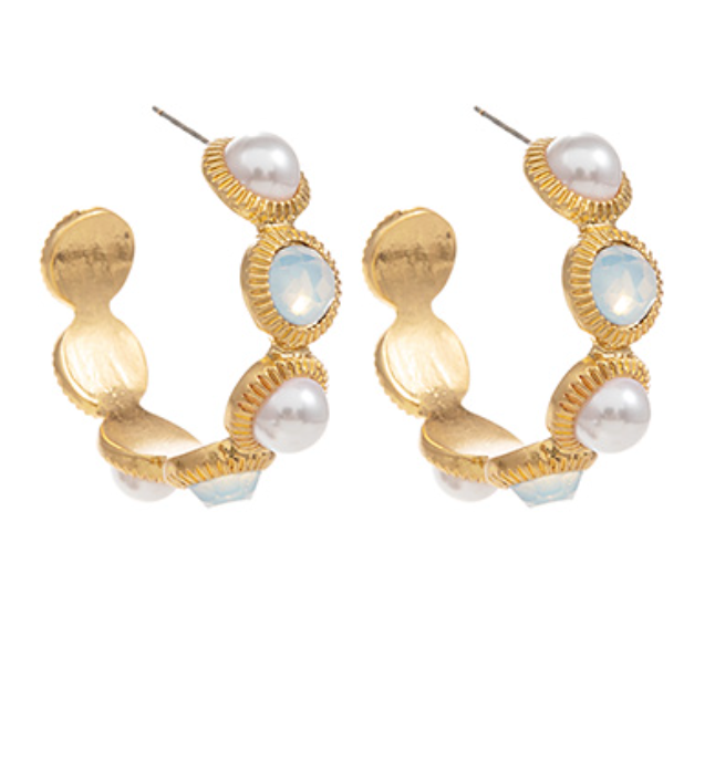 Pearl & Gemstone Beaded Hoops