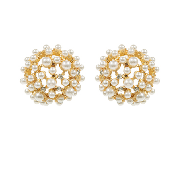 Rounded Dome Pearl Earrings