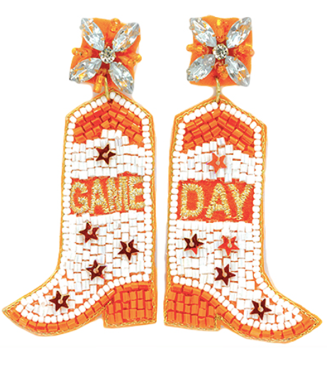 Orange Boot Earrings