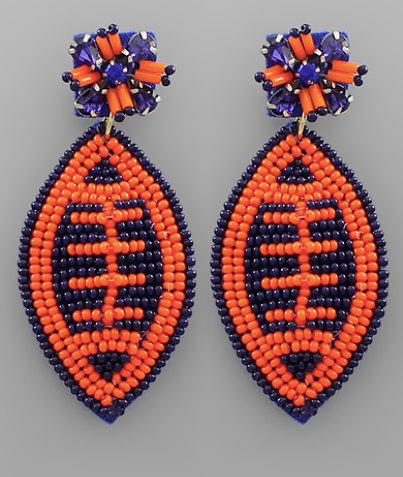 Beaded Football Earrings
