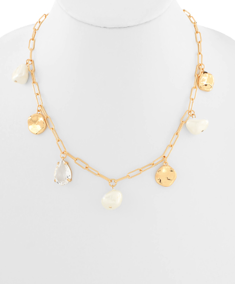 Pearl & Hammered Necklace