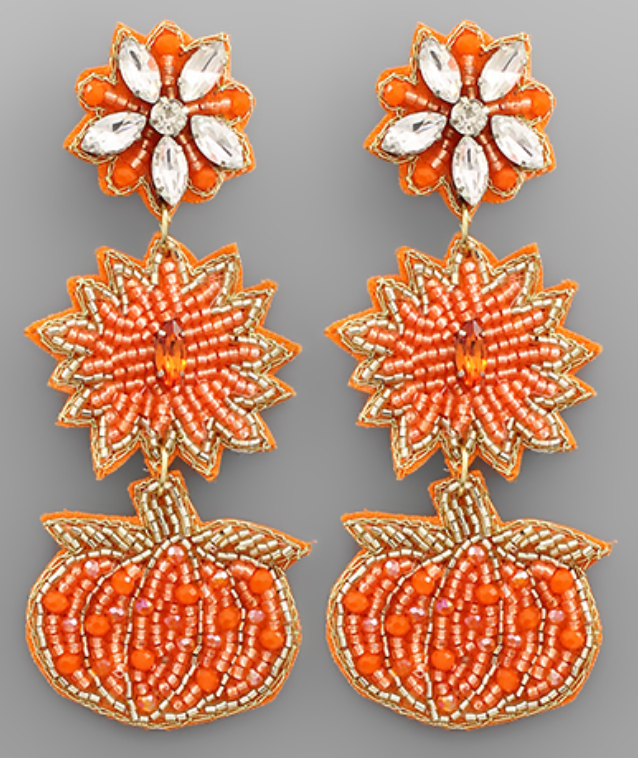 Beaded Pumpkin Earrings