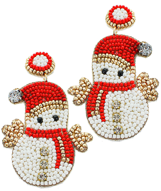 Beaded Snowman Earrings