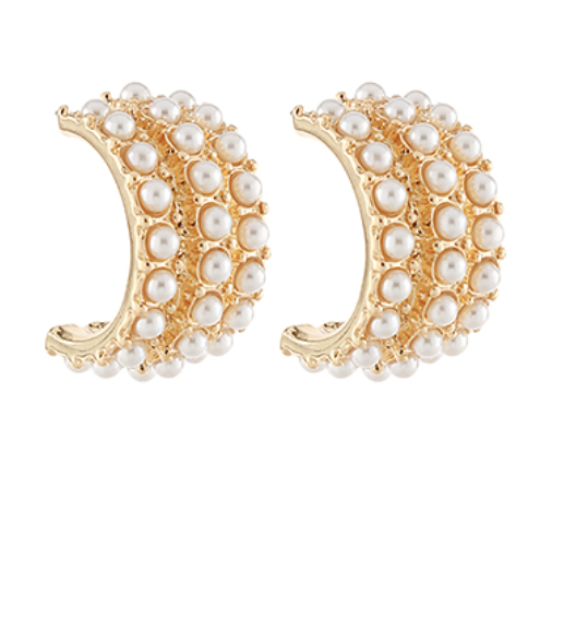 3 Row Pearl Hoops