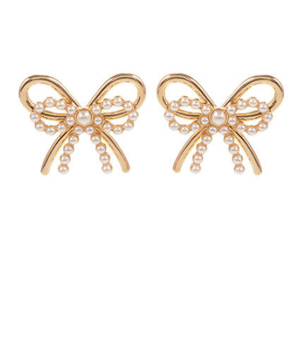 Double Pearl Bow Earrings