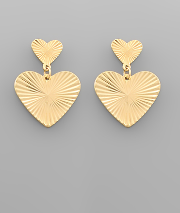 Textured Two Heart Earrings