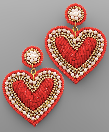 Beaded Heart Earrings