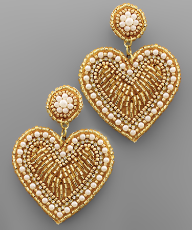 Beaded Heart Earrings