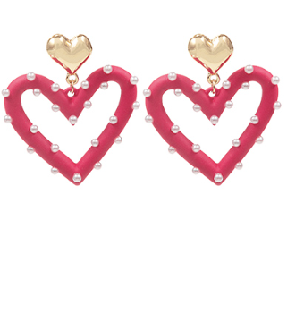 Pearl Heart 2 Drop Earrings