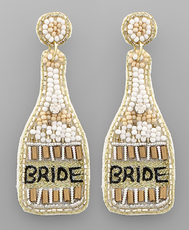 Beaded BRIDE Bottle Earrings