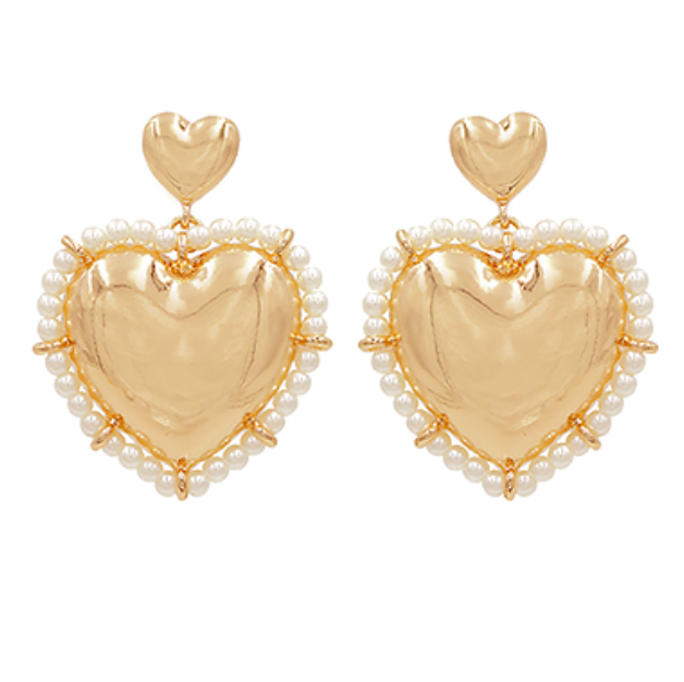 2 Heart Pearl Earrings