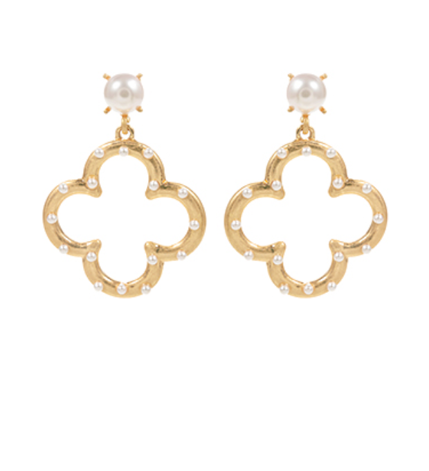 Open Clover Pearl Earrings