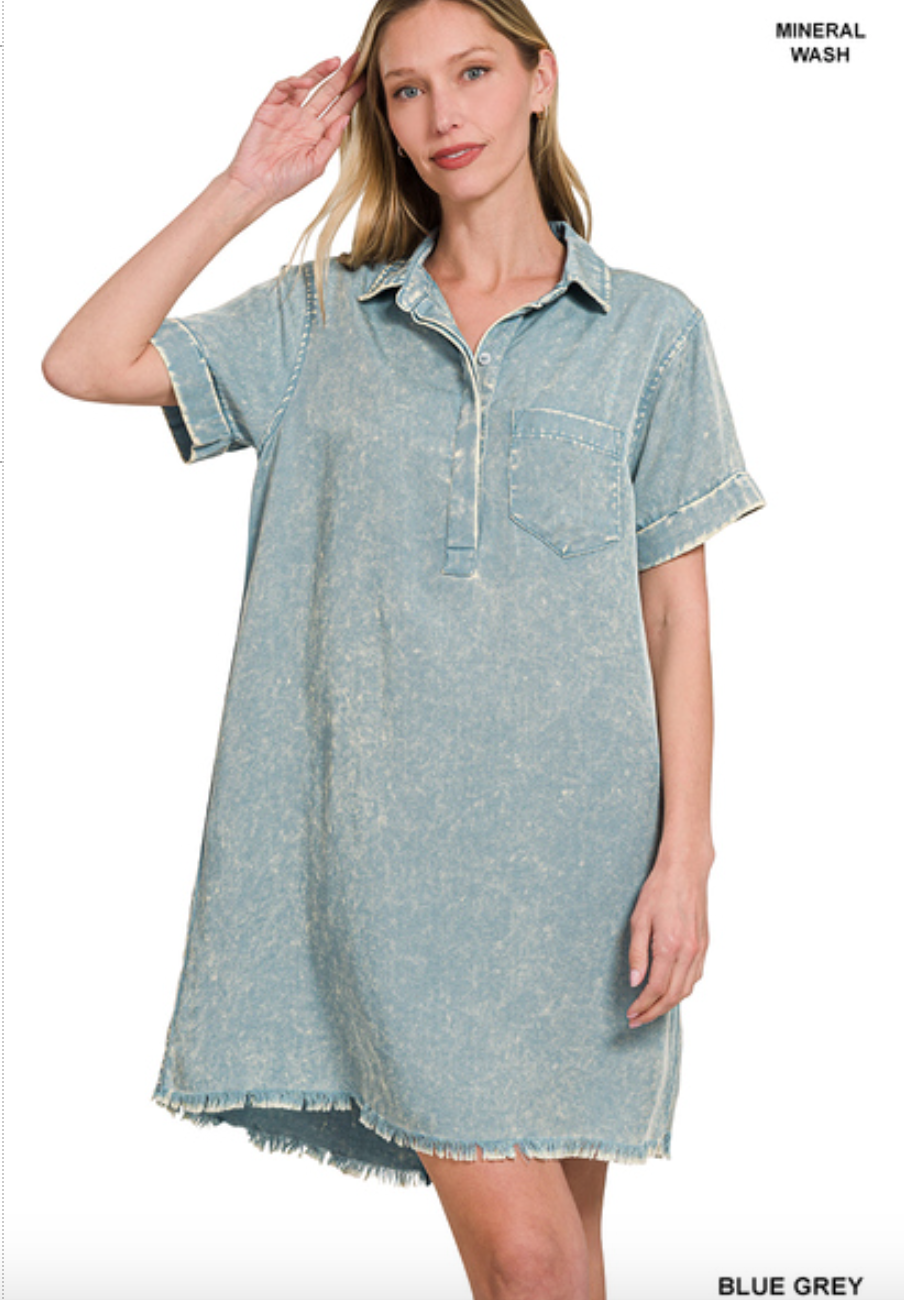 Washed Collared Dress