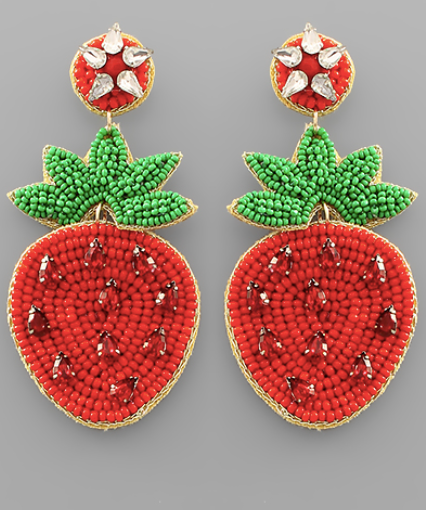 Strawberry Beaded Earrings