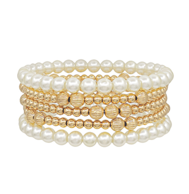 Pearl and Gold Bracelet Set