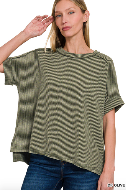 Ribbed Cuff Sleeve Top