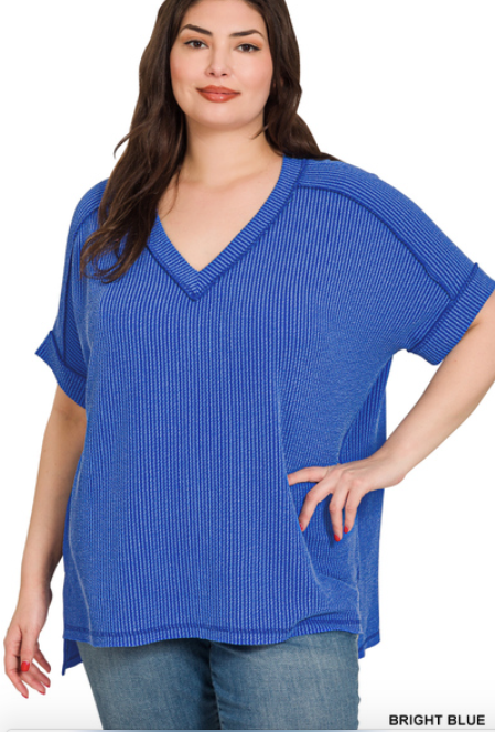 PS V Neck Ribbed Top