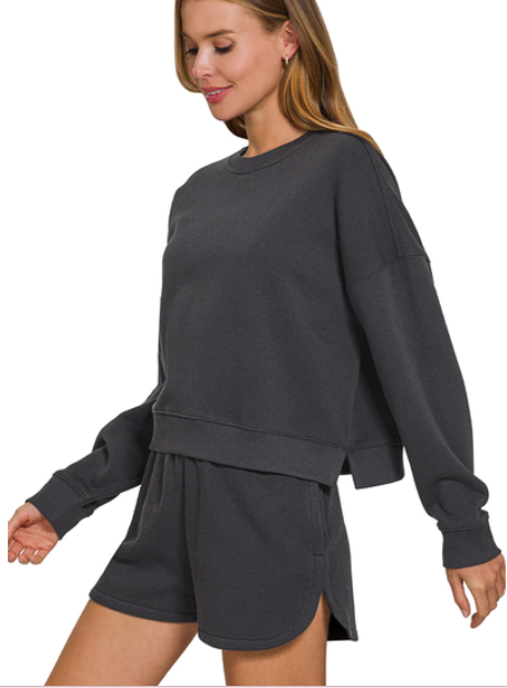 Fleece LS Sweatshirt & Shorts Set