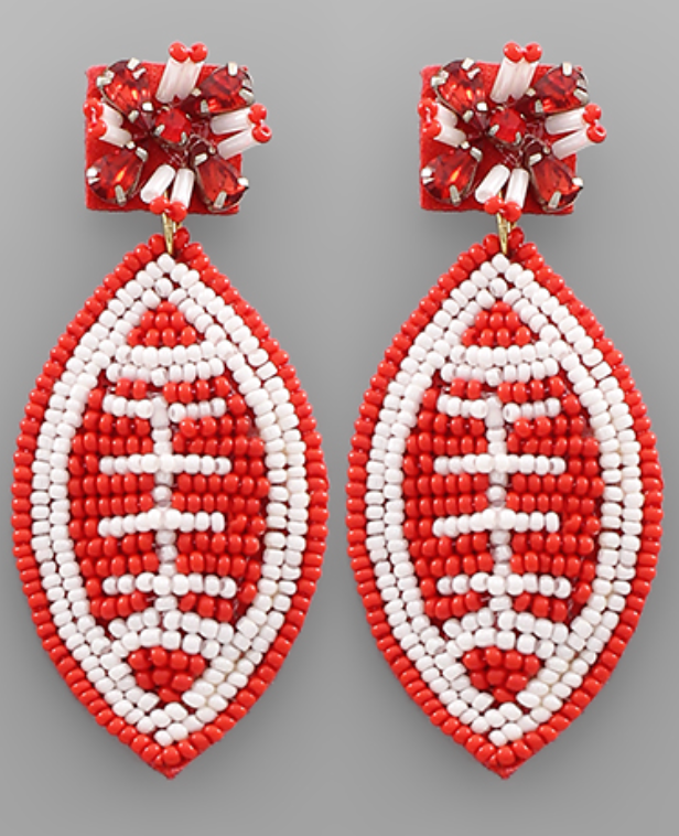 Beaded Football Earrings