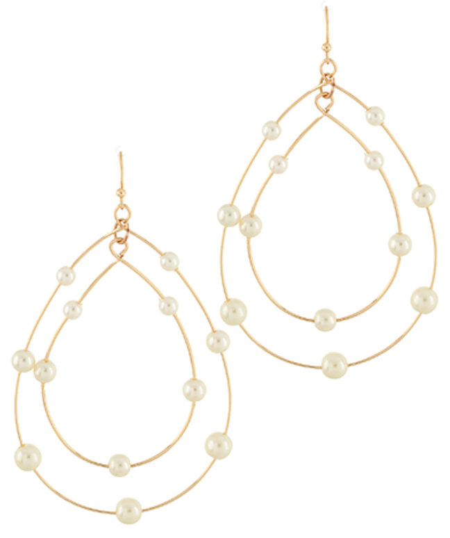 Double Pearl Teardrop Earrings