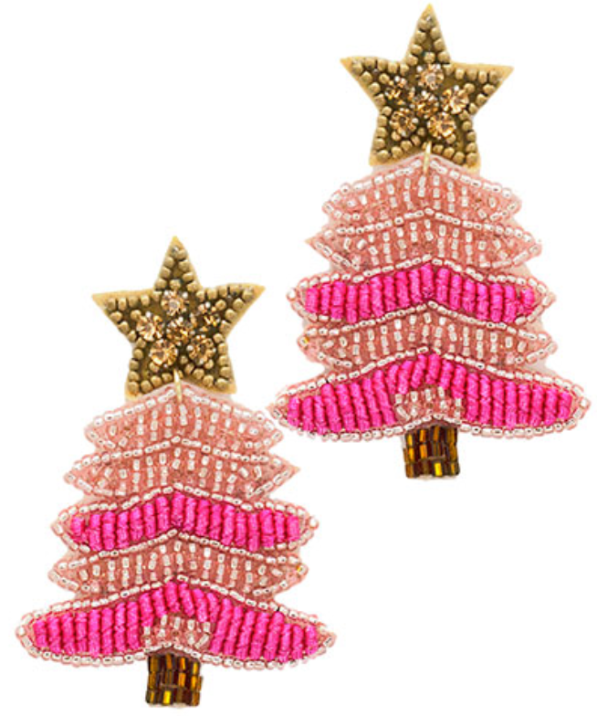 Christmas Tree Beaded Earrings