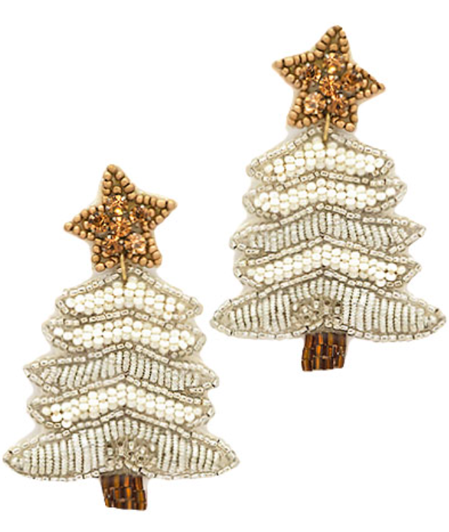 Christmas Tree Beaded Earrings