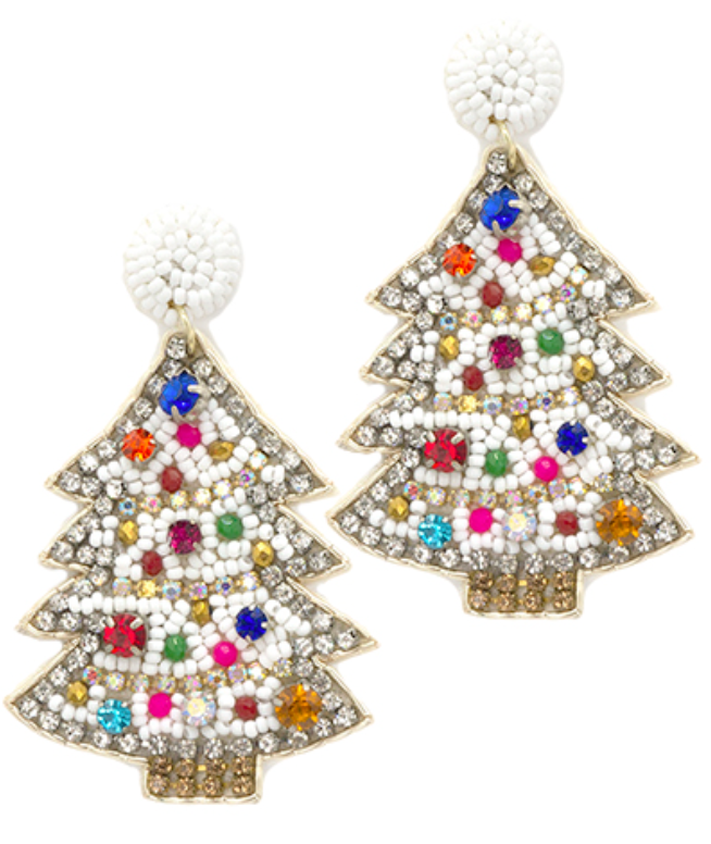 Christmas Tree Beaded Earrings