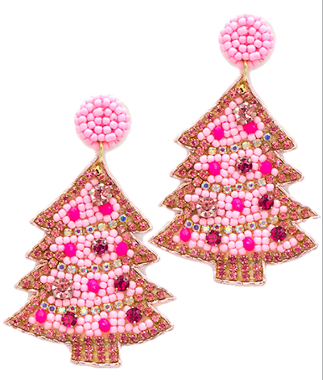 Christmas Tree Beaded Earrings