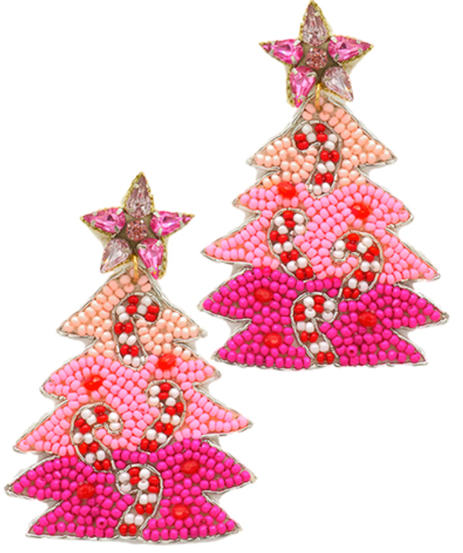 Christmas Tree Beaded Earrings