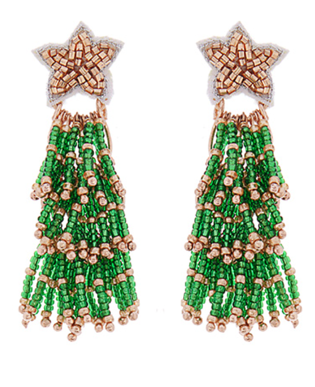 Christmas Tree Beaded Earrings