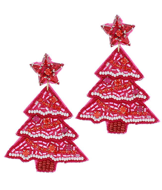 Christmas Tree Beaded Earrings