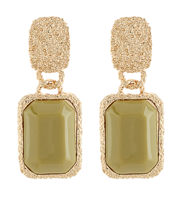 Stone Rectangular Earrings