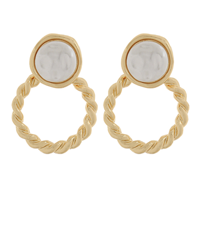Rope Ring Pearl Earrings