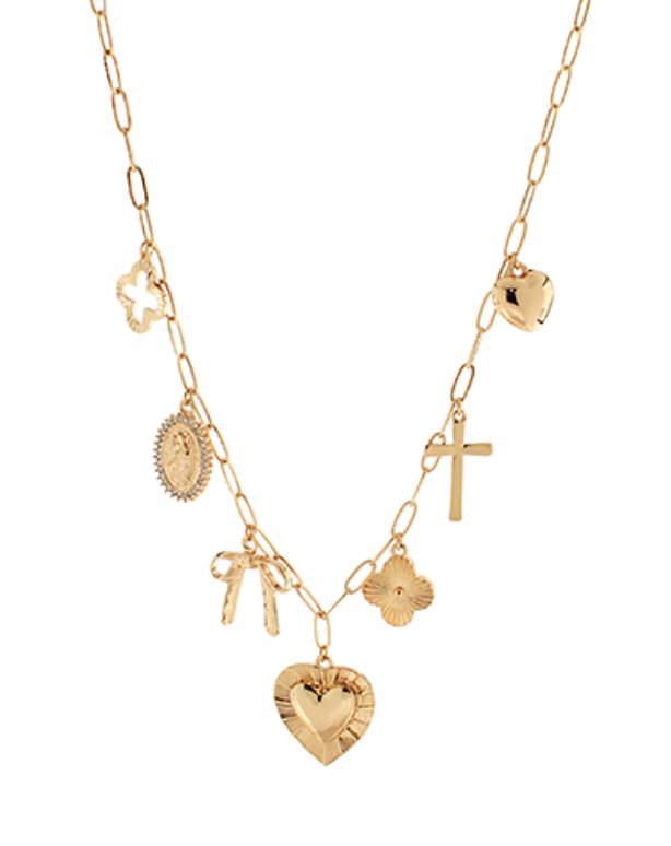 Heart & Clover Charm Necklace