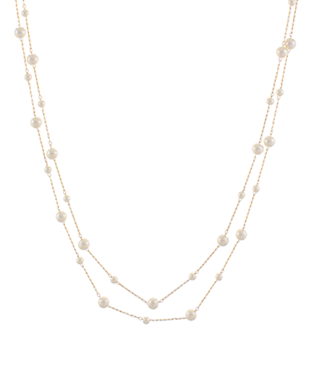 Layered Pearl Station Necklace