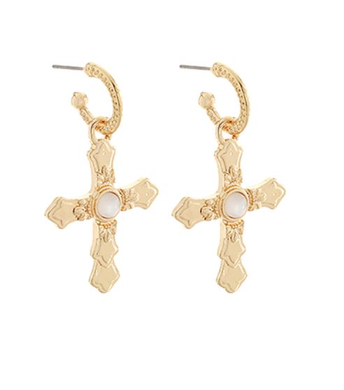 Byzantine Cross & Stone Earrings
