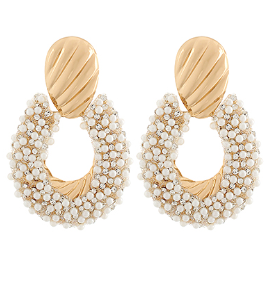 Pearl Door Knocker Earrings
