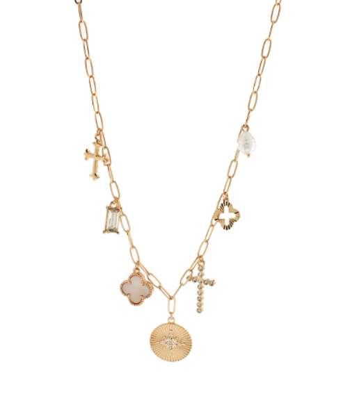 Coin & Pearl Charm Necklace