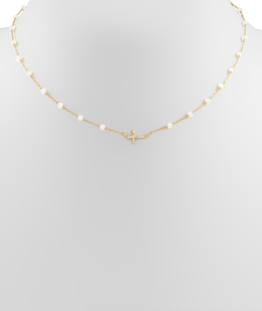 Dainty Cross Bead Necklace