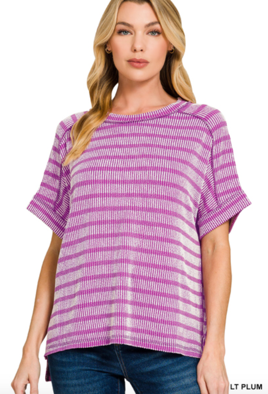 Raised Ribbed Striped Top