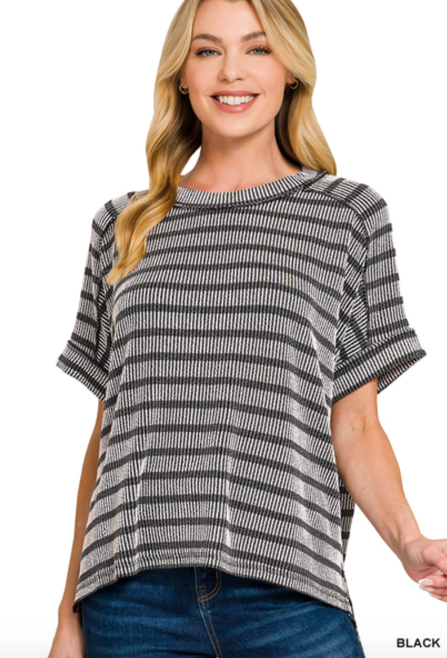 Raised Ribbed Striped Top