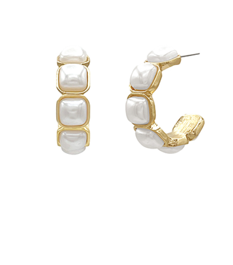 Square Pearl Hoops