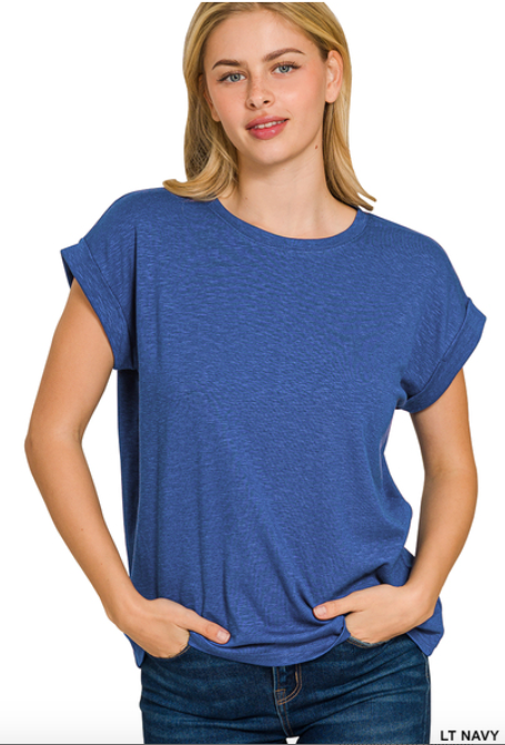 Modal Rolled Sleeve Top