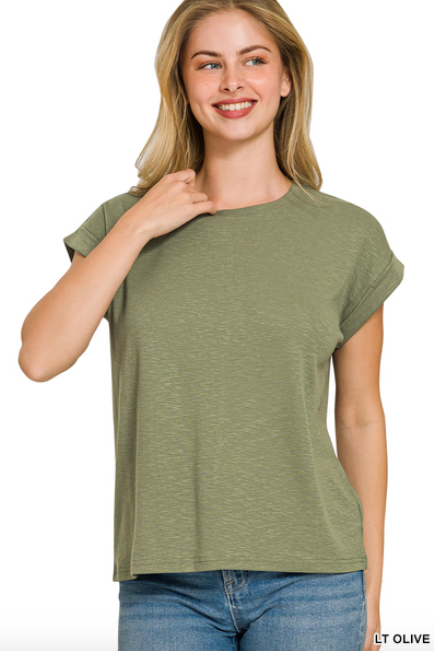 Modal Rolled Sleeve Top