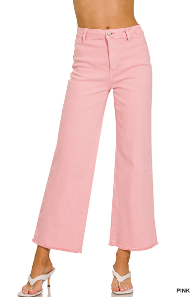 Colored Cutoff Frayed Pants