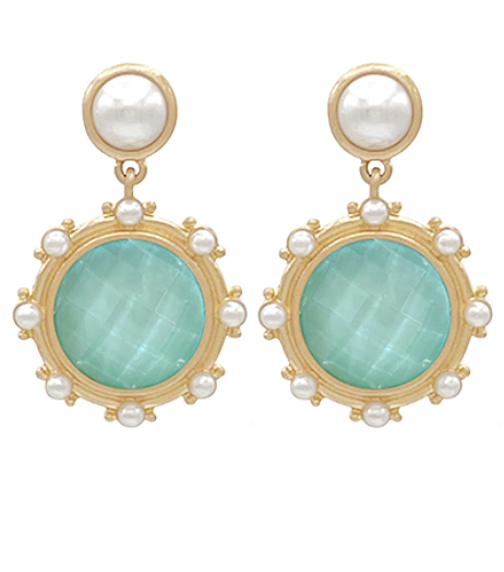 Dotted Stone Drop Earrings