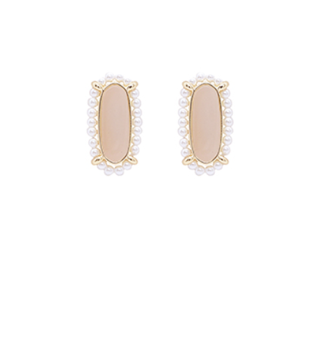 Pearl Oval Stone Earrings