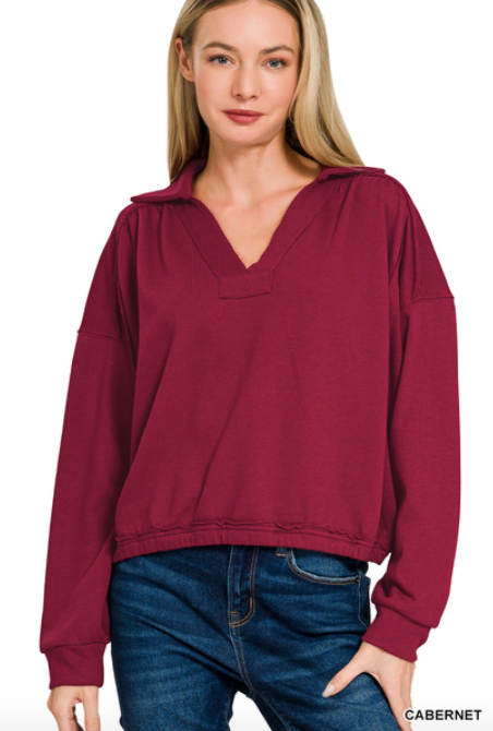 French Terry Collared Pullover