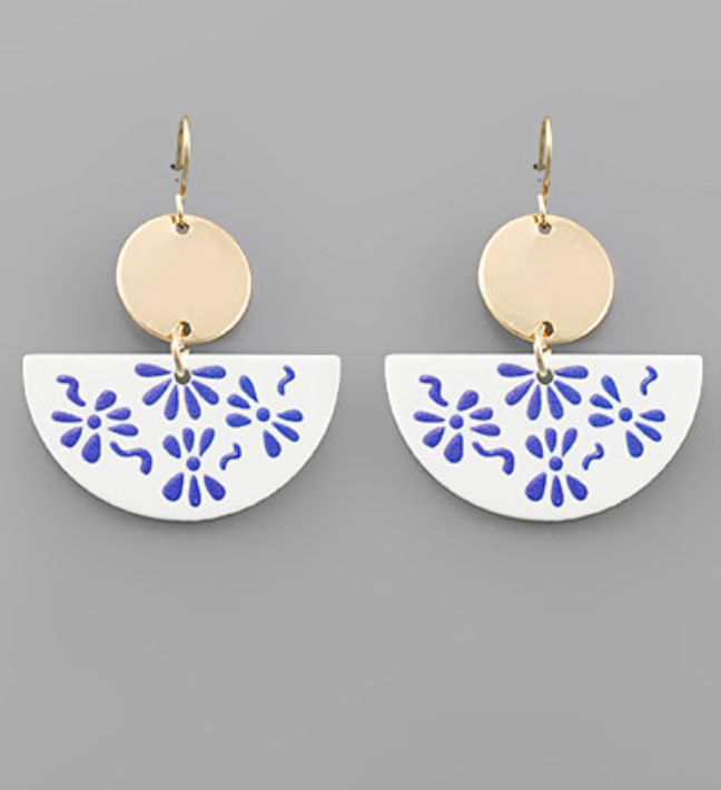 Printed Fan Disk Earrings